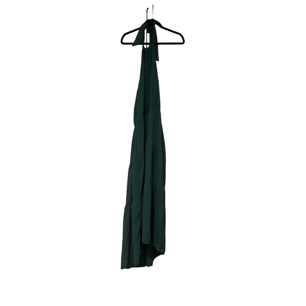 Pretty Garden dress Large NWT emerald green‎ halter textured dot midi